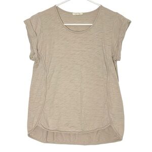 Leallo Cotton Tee Tshirt Womens Size Small Beige Neutral Short Sleeve T-Shirt